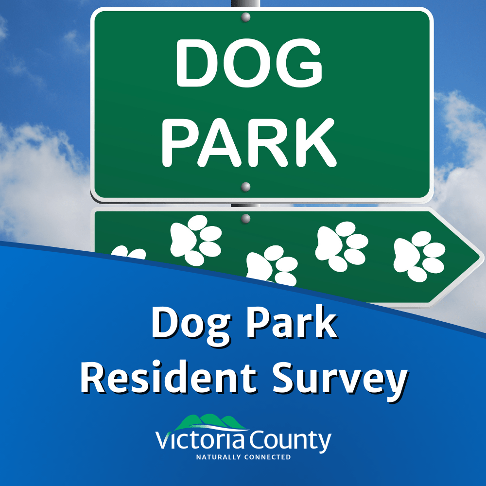 Dog Park Sign with paw prints, text says Dog Park Resident Survey