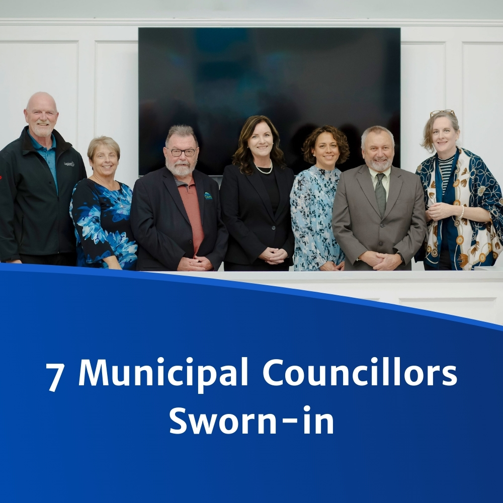 Image of 7 Victoria County Councillors at the 2024 Swearing-in Ceremony held in Baddeck, October 30, 2024.